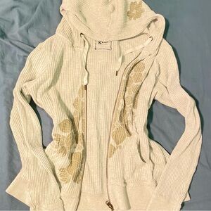 grungy boho floral sweater hoodie